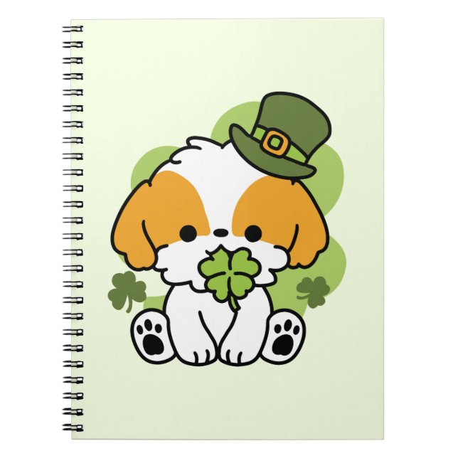 Clover Pup Love – St. Patrick's Day Dog Design Notebook (Front)