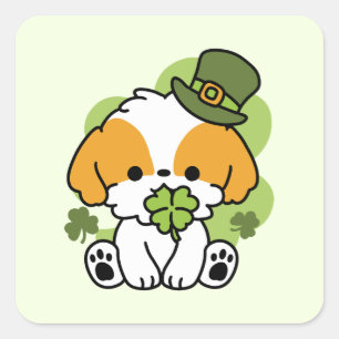 Clover Pup Love – St. Patrick's Day Dog Design Square Sticker
