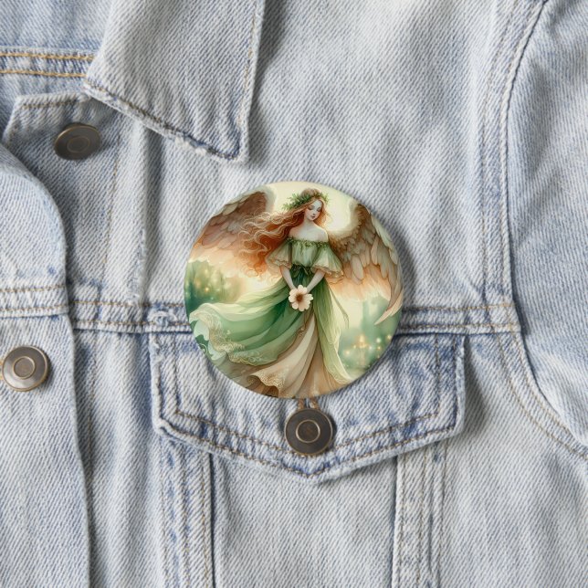 Clover Serenity Angel 7.5 Cm Round Badge (In Situ)