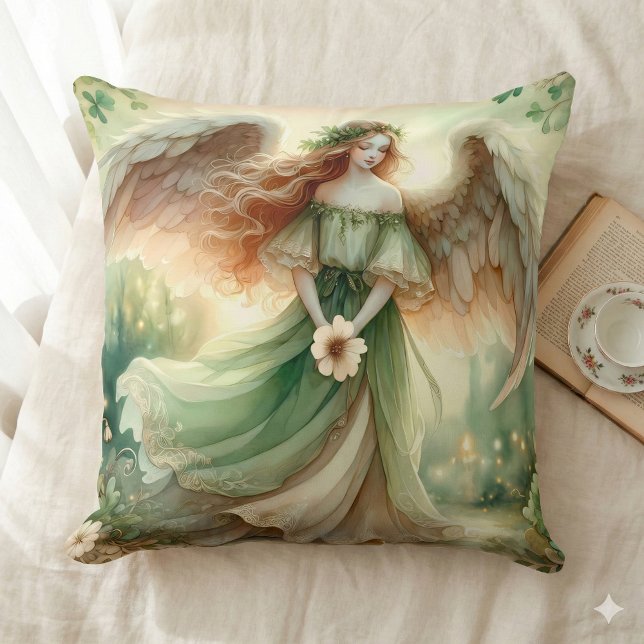 Clover Serenity Angel Cushion (Clover Serenity Angel Throw Pillow Mockup A)