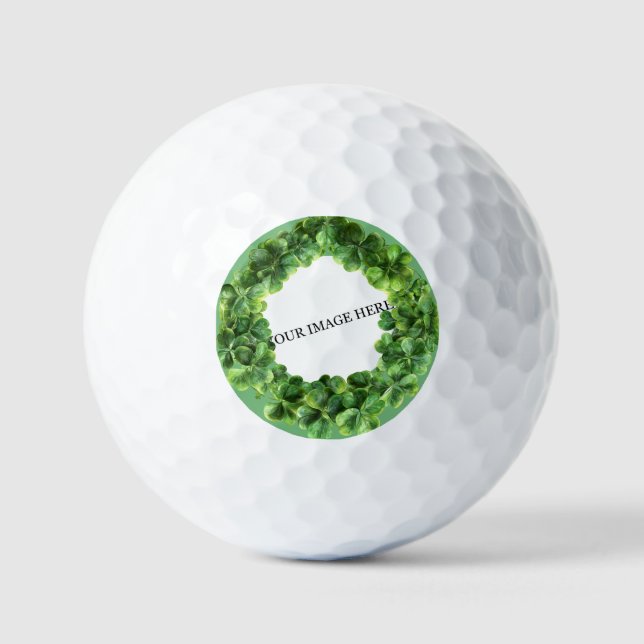 Clover Shamrock Circle Personalised Image Logo Golf Balls (Front)