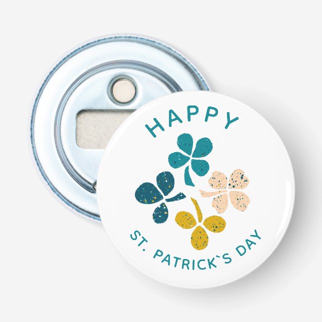 Clover Shamrock Drawing Happy St. Patrick`s day Bottle Opener (Front)