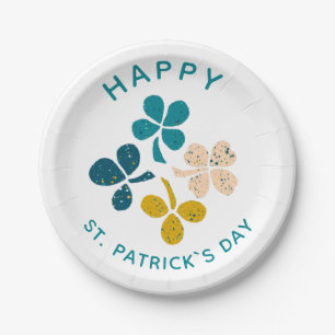 Clover Shamrock Drawing Happy St. Patrick`s day Paper Plate
