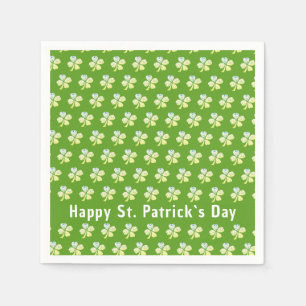 Clover Shamrock Green Pattern Patrick`s Day Party Napkin