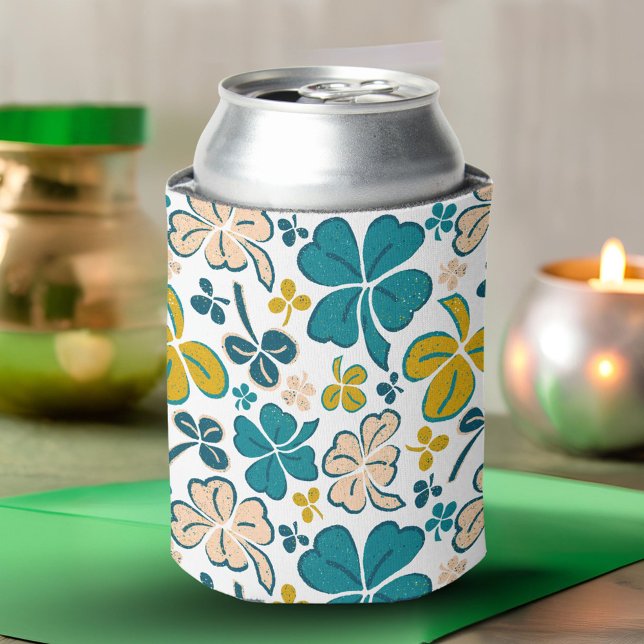 Clover Shamrock Green Pattern St. Patrick`s Day  Can Cooler (Creator Uploaded)