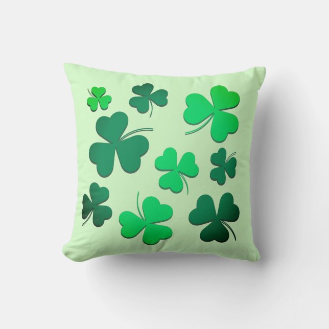 Clover Shamrock Irish Green Spring St Patricks Day Cushion (Front)