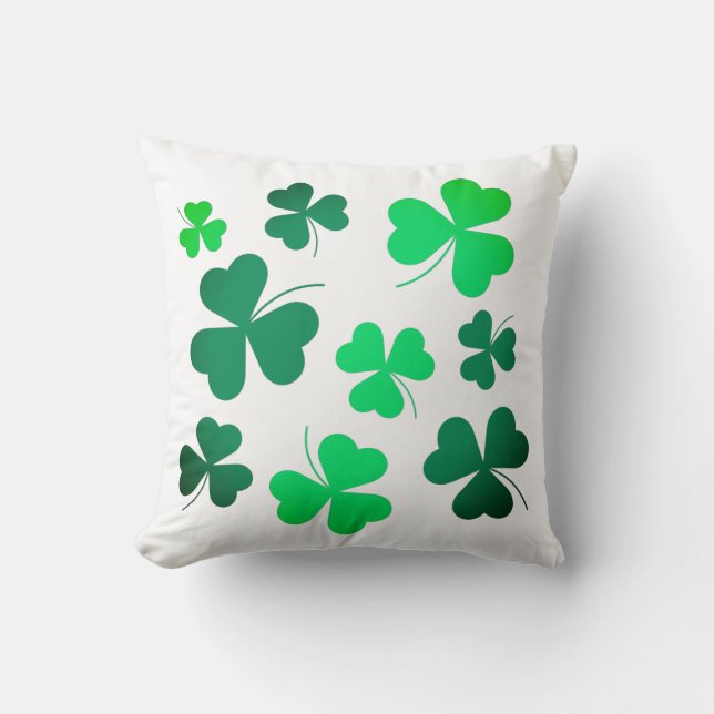 Clover Shamrock Irish Green Spring St Patricks Day Cushion (Front)