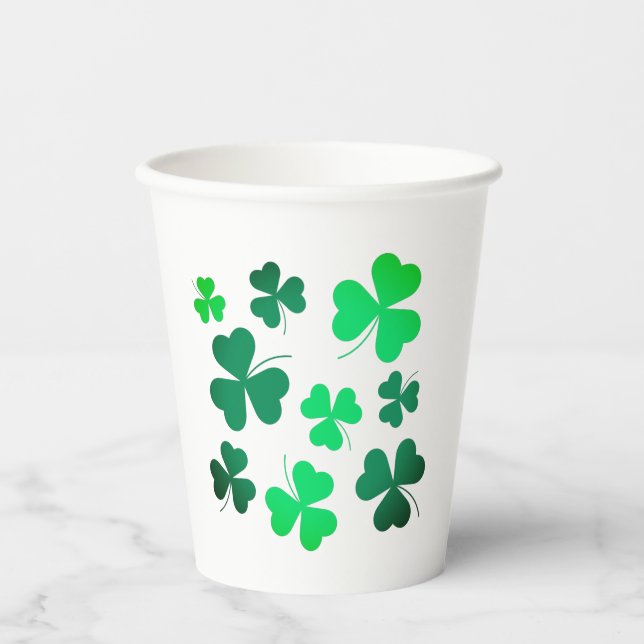 Clover Shamrock Irish Green Spring St Patricks Day Paper Cups (Front)