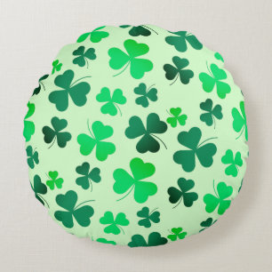 Clover Shamrock Irish Green Spring St Patricks Day Round Cushion