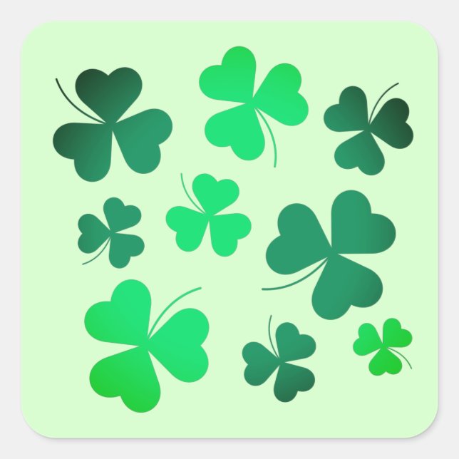 Clover Shamrock Irish Green Spring St Patricks Day Square Sticker (Front)