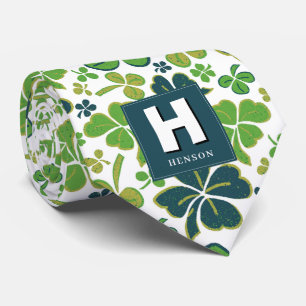 Clover Shamrock Monogrammed St. Patrick`s Day Tie