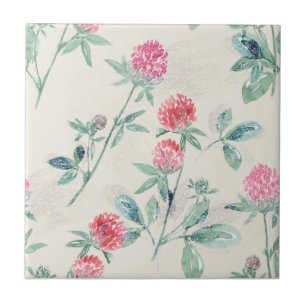 Clover, shamrock on beige. ceramic tile