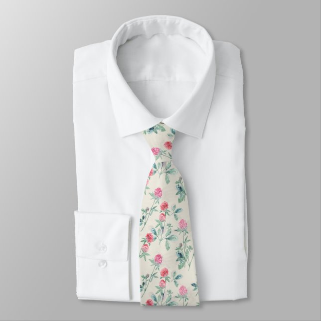 Clover, shamrock on beige. tie (Tied)