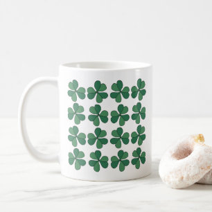 Clover Three Leaf Clover Lucky Green Pattern Coffee Mug