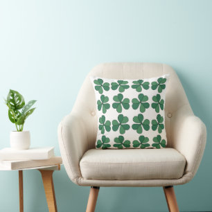 Clover Three Leaf Clover Lucky Green Pattern Cushion