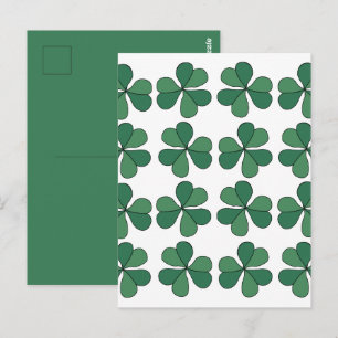 Clover Three Leaf Clover Lucky Green Pattern Postcard