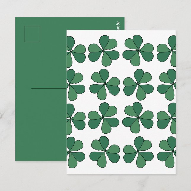 Clover Three Leaf Clover Lucky Green Pattern Postcard (Front/Back)