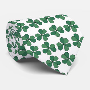Clover Three Leaf Clover Lucky Green Pattern Tie