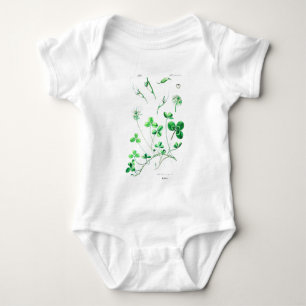 Clover Vintage Botanical Print Baby Bodysuit