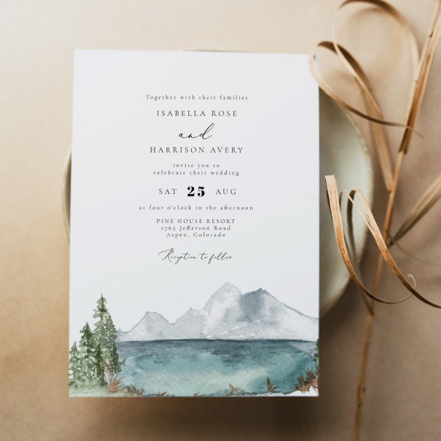 Clover - Watercolor Bohemian Mountain Lake Invitation (Creator Uploaded)