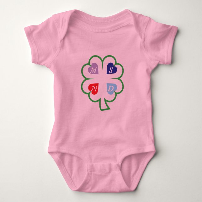 Clover with hearts  baby bodysuit (Front)