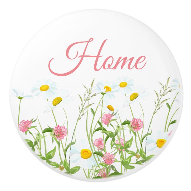 Clovers & Daisies Ceramic Knob (Front)