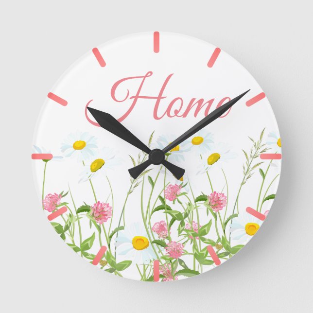 Clovers & Daisies Round Clock (Front)
