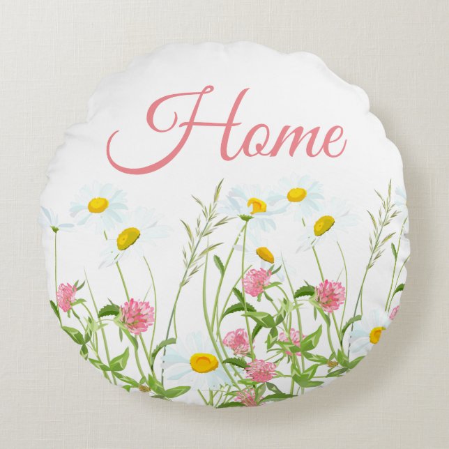 Clovers & Daisies Round Cushion (Front)