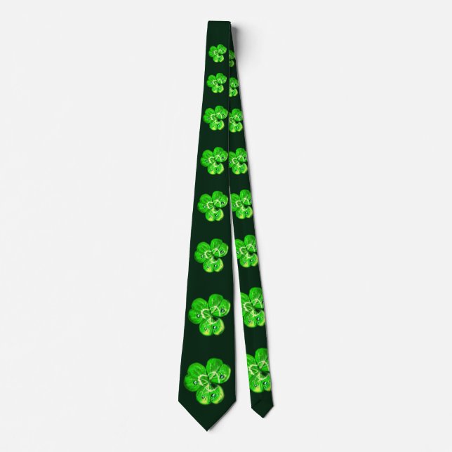 Clovers Neck Tie - Custom Colours - Dark Green (Front)