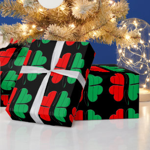 Clovers Red Black Green Kwanzaa Wrapping Paper