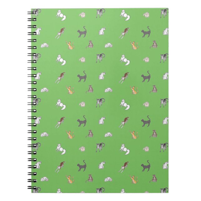 clowder of cats in green placemat notebook (Front)