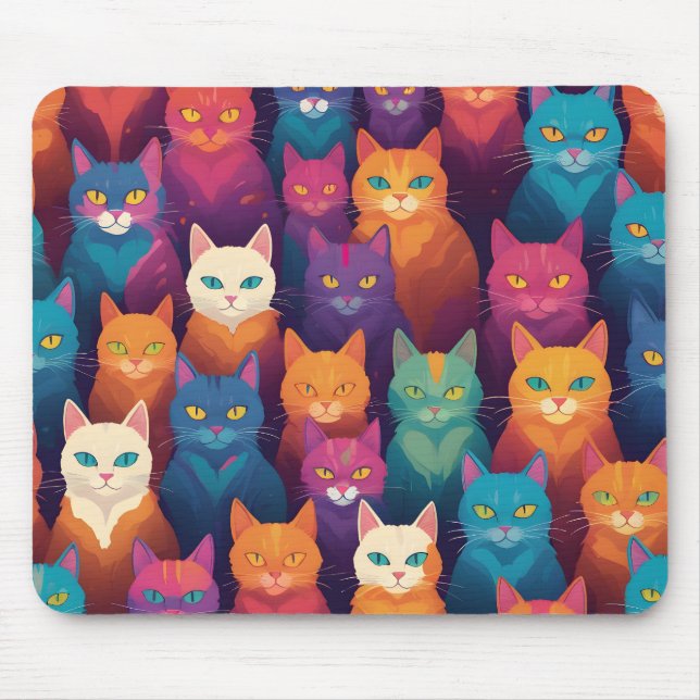 Clowder of colorful cats mouse pad (Front)