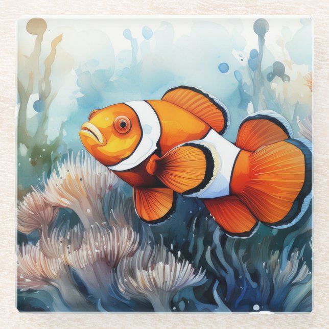 Clowfish Glass Coaster (Front)