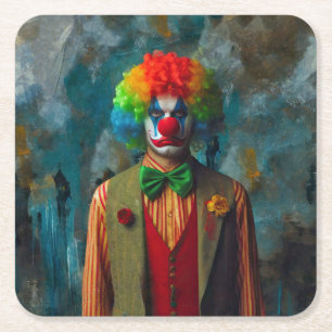 Clown 2 square paper coaster