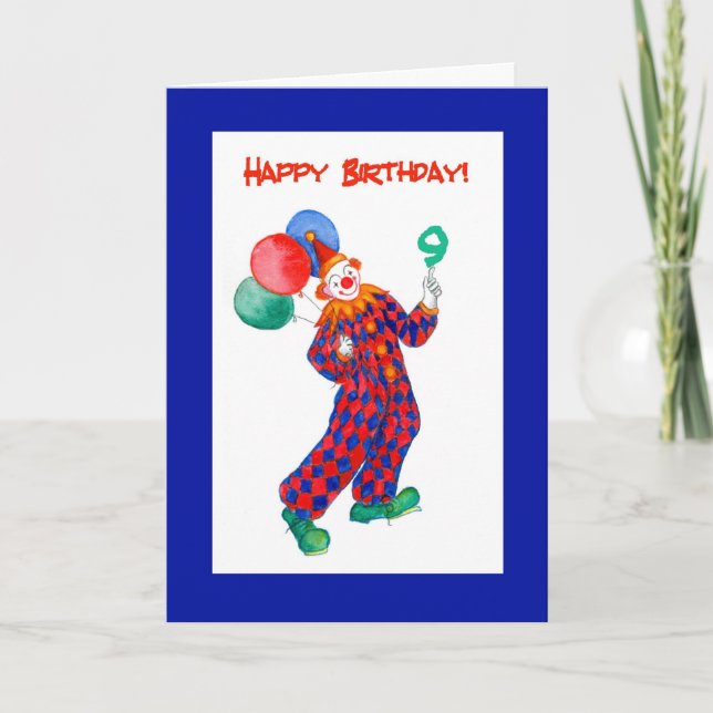 Clown 9th Birthday Card (Front)