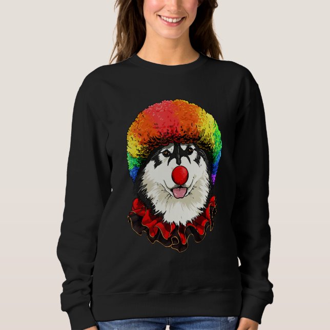 Clown Alaskan Malamute Carnival Circus Staff Husky Sweatshirt (Front)