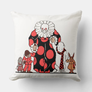 clown and friends take their bow print cushion