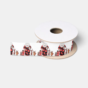 clown and friends take their bow print satin ribbon