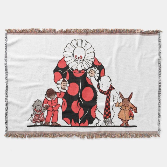 clown and friends take their bow print throw blanket (Front)