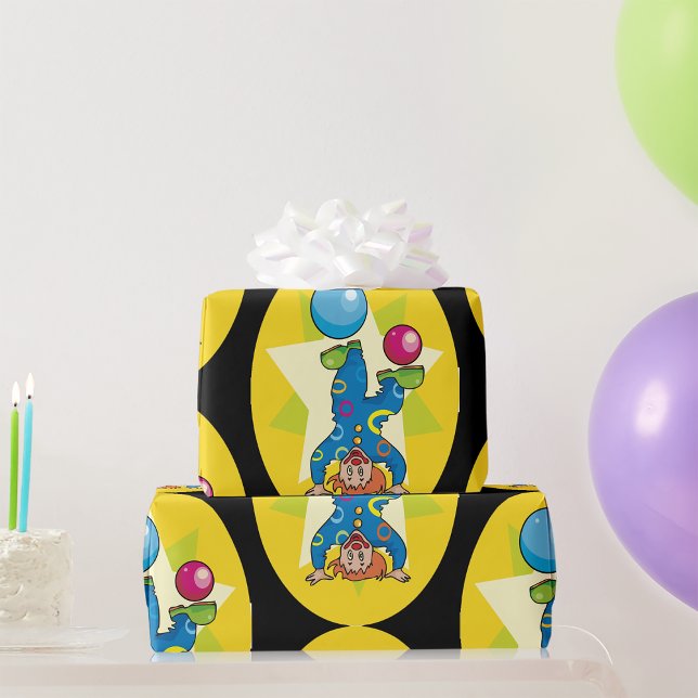Clown Balancing Balls Fun Circus Wrapping Paper (Creator Uploaded)