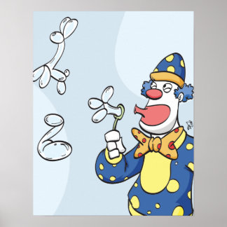 Clown Blowing Bubbles Poster