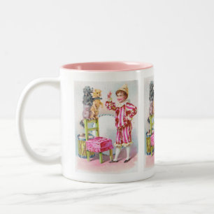 Clown Boy & Circus Dogs Two-Tone Coffee Mug