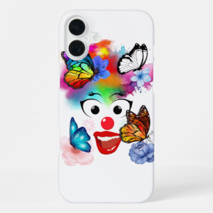 Clown,butterflies and pastel colours iPhone 16 plus case