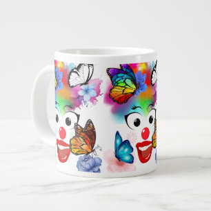 Clown,butterflies and pastel colours large coffee mug