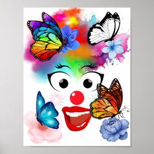 Clown,butterflies and pastel colours poster
