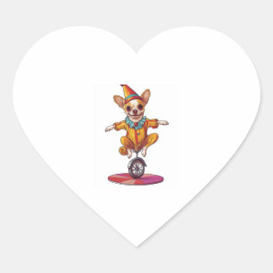 Clown Chihuahua – Funny Circus Dog Heart Sticker