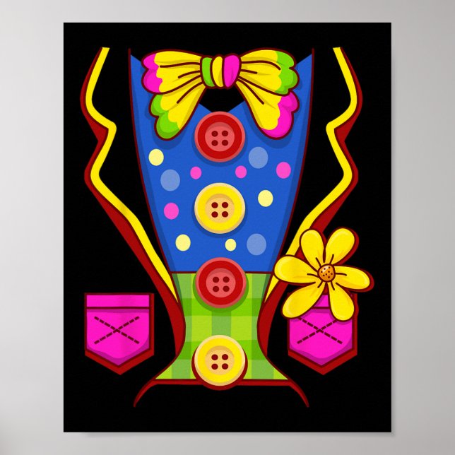 Clown Costume For Kids Men Women- Halloween Outfit Poster (Front)