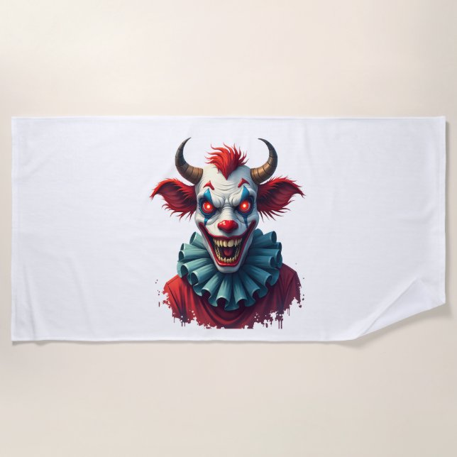 Clown Cow of Terror Beach Towel (Front)
