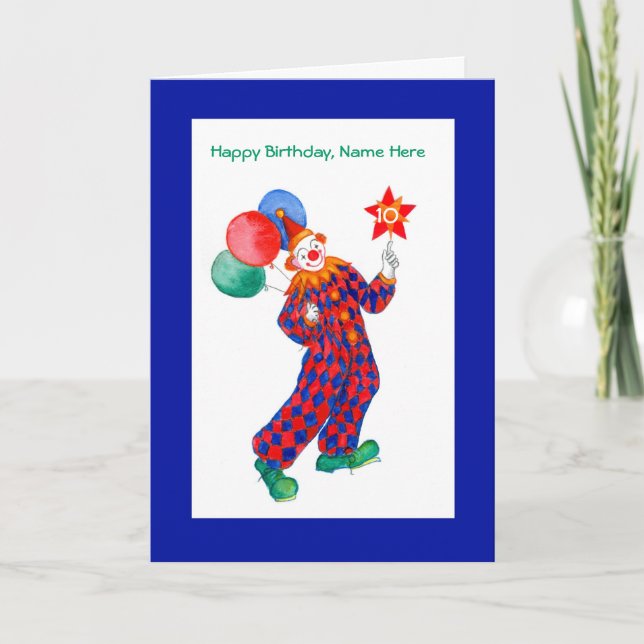 Clown Customisable Birthday Card (Front)