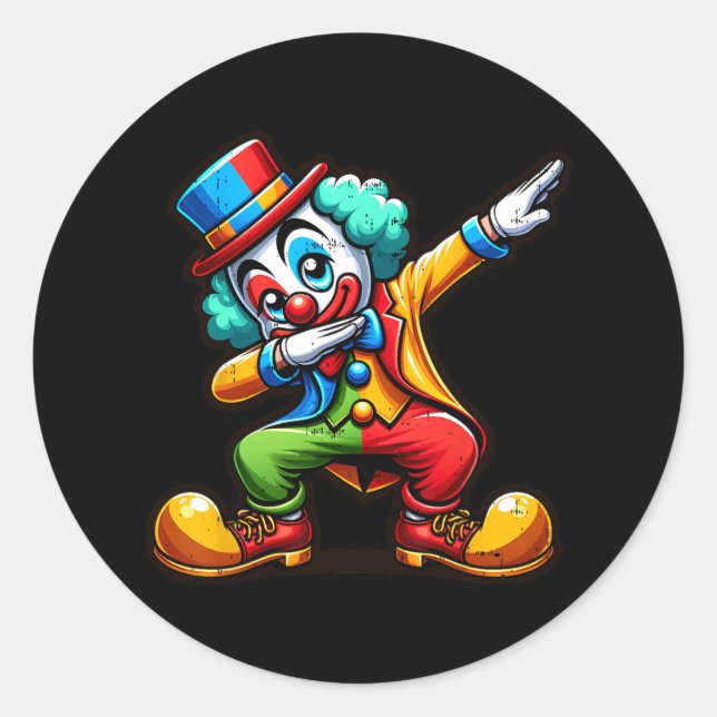 Clown Dabbing Funny Dancing Dab Boys Girls Kids  Classic Round Sticker (Front)